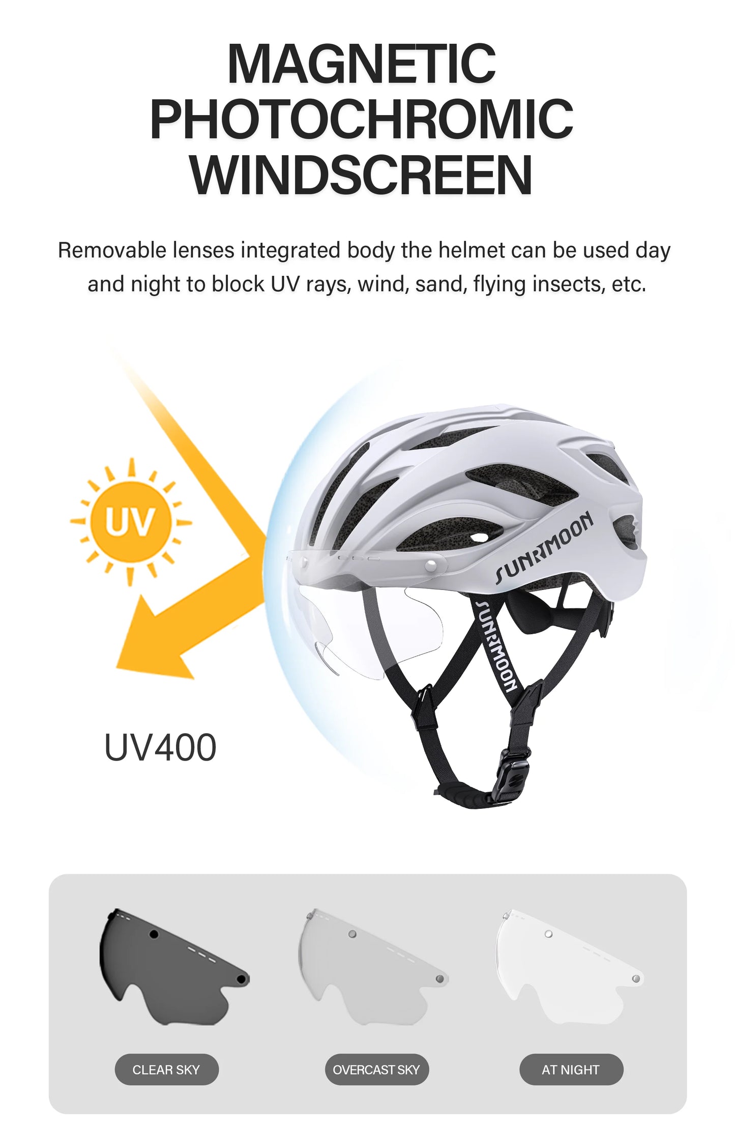 Sunrimoon Cycling Helmet with Photochromic Sunglasses WT079