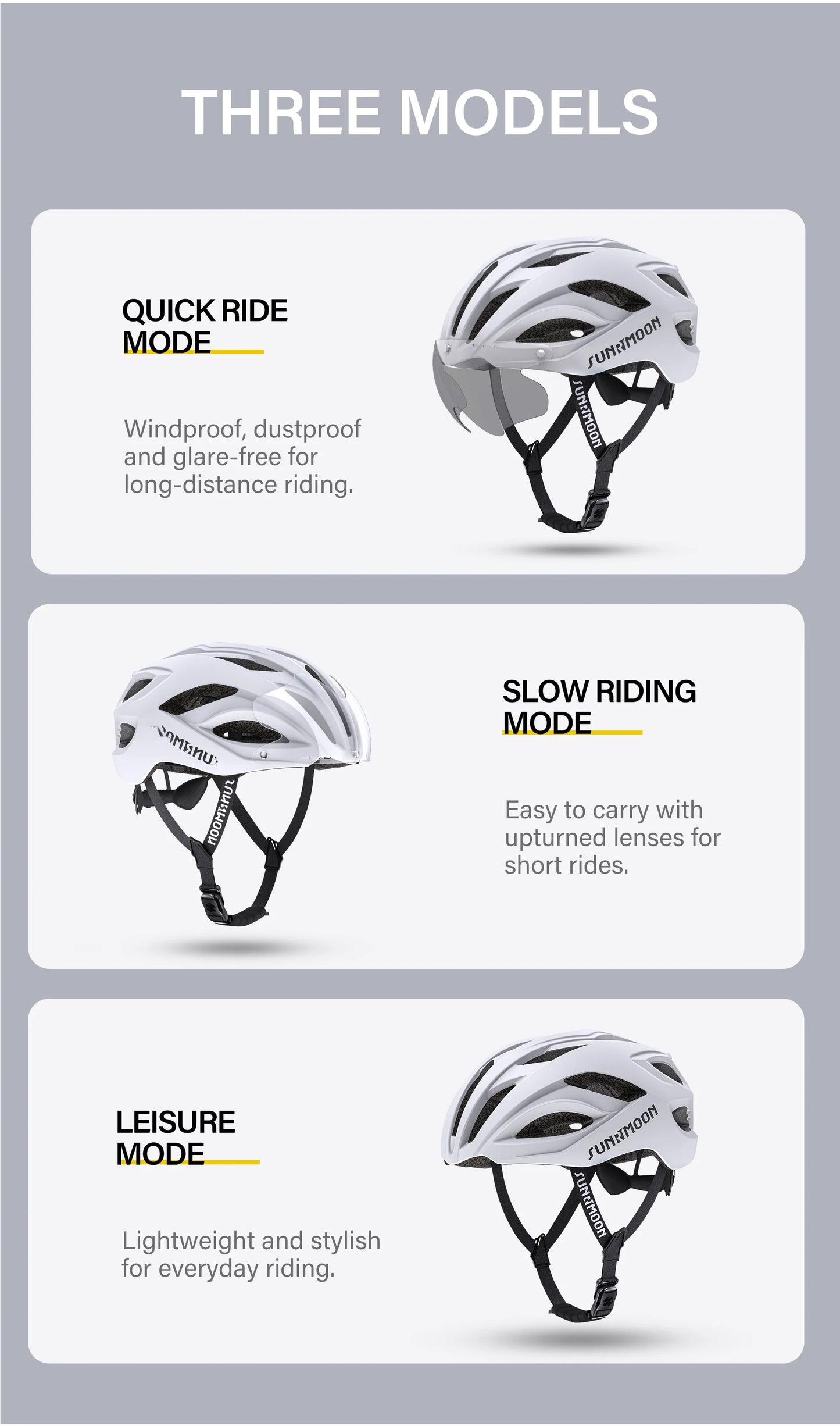 Sunrimoon Cycling Helmet with Photochromic Sunglasses WT079