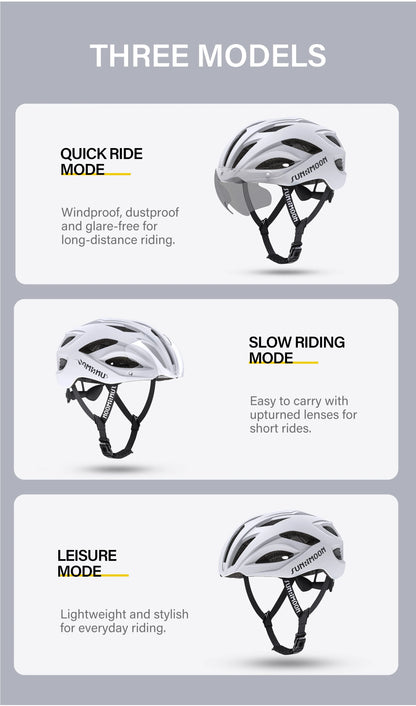 Sunrimoon Cycling Helmet with Photochromic Sunglasses WT079