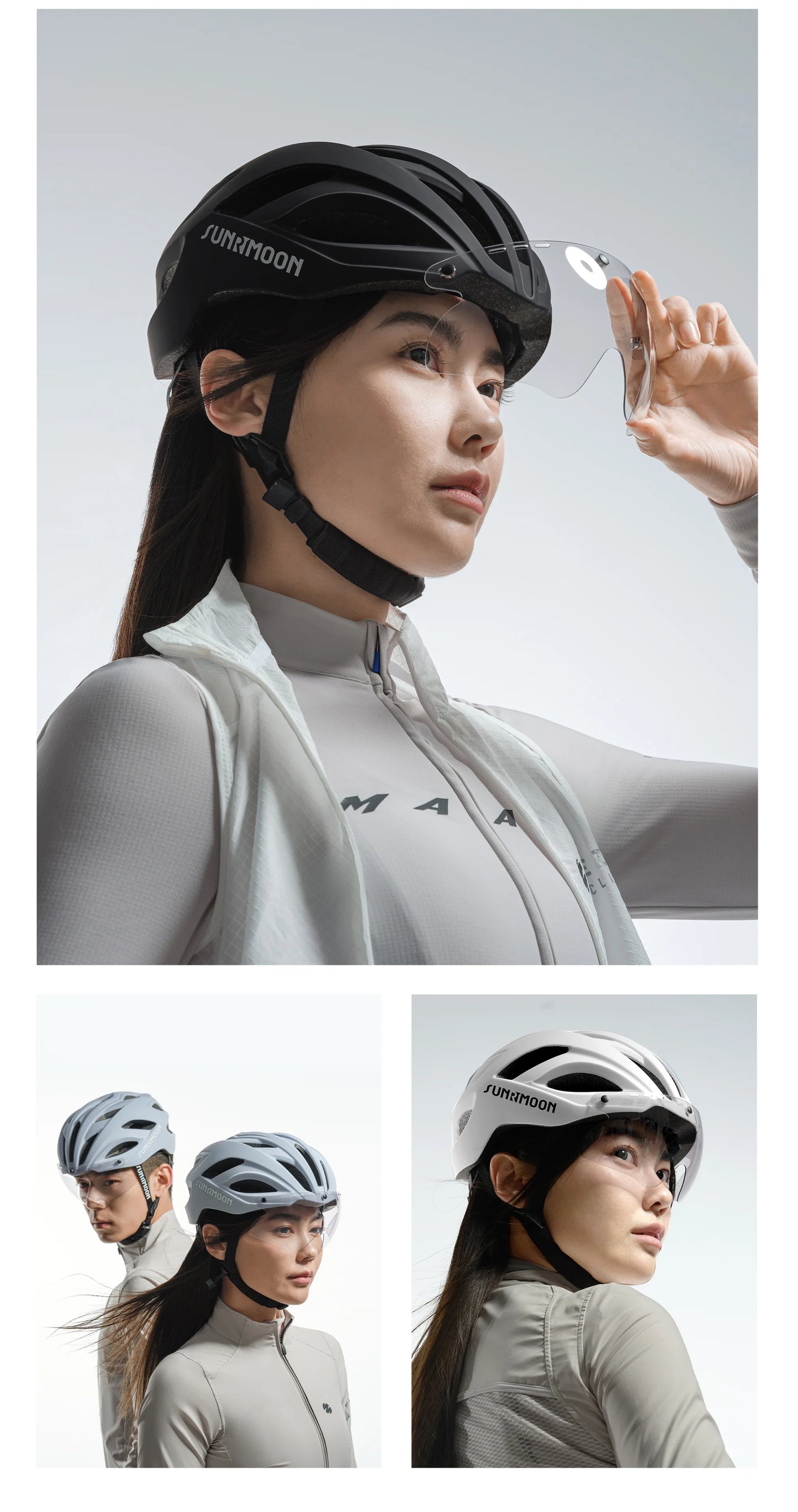 Sunrimoon Cycling Helmet with Photochromic Sunglasses WT079